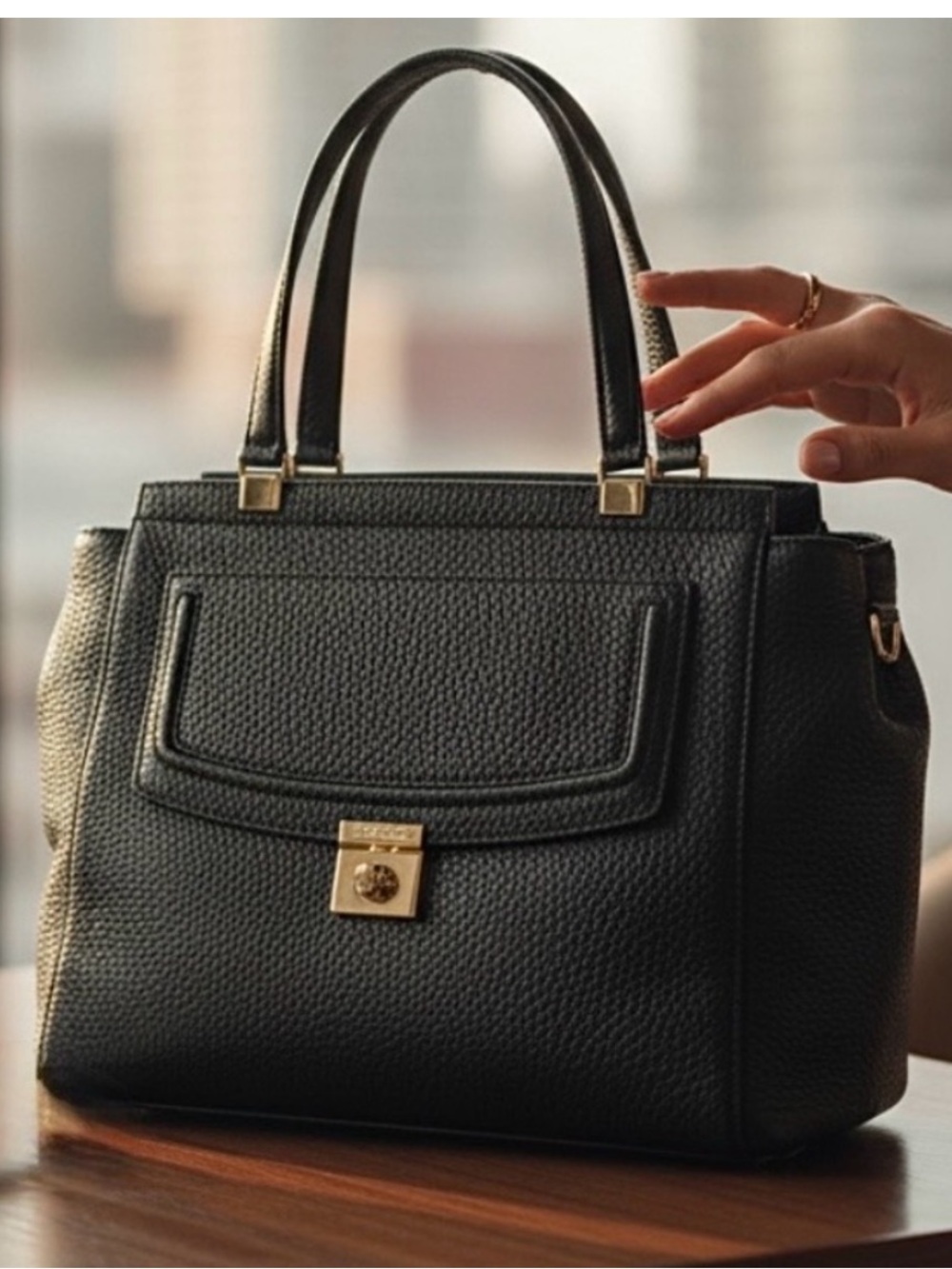Kate Spade Tallulah Everett Way Leather Shoulder Minimalist Handbag Purse Black - Picture 2 of 9